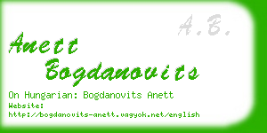 anett bogdanovits business card